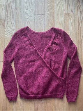 Sezane size S Women's Burgundy Wrap-Style Sweater